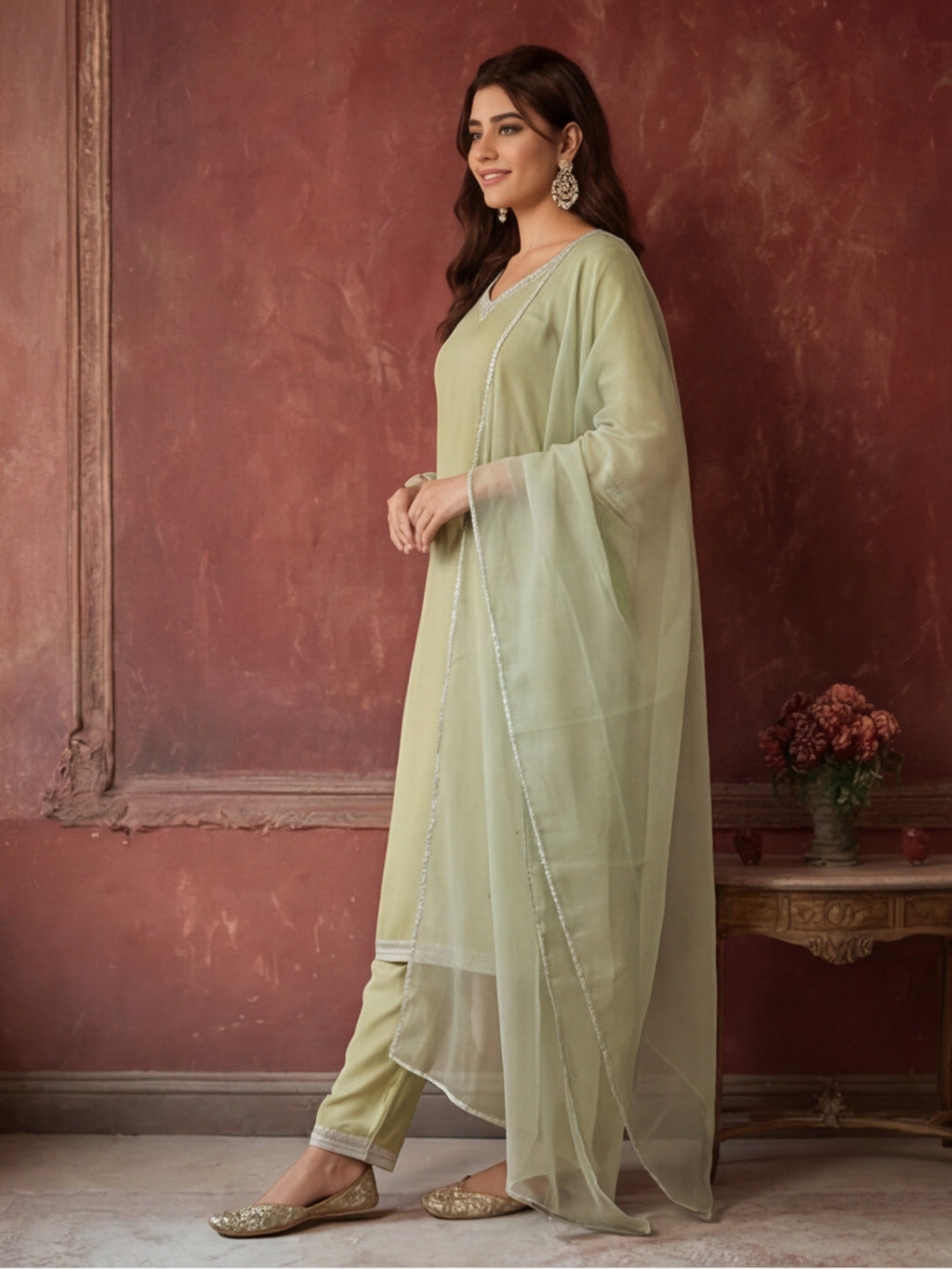 Kurta With Pant & Dupatta Ethnic Kurta Set For Women