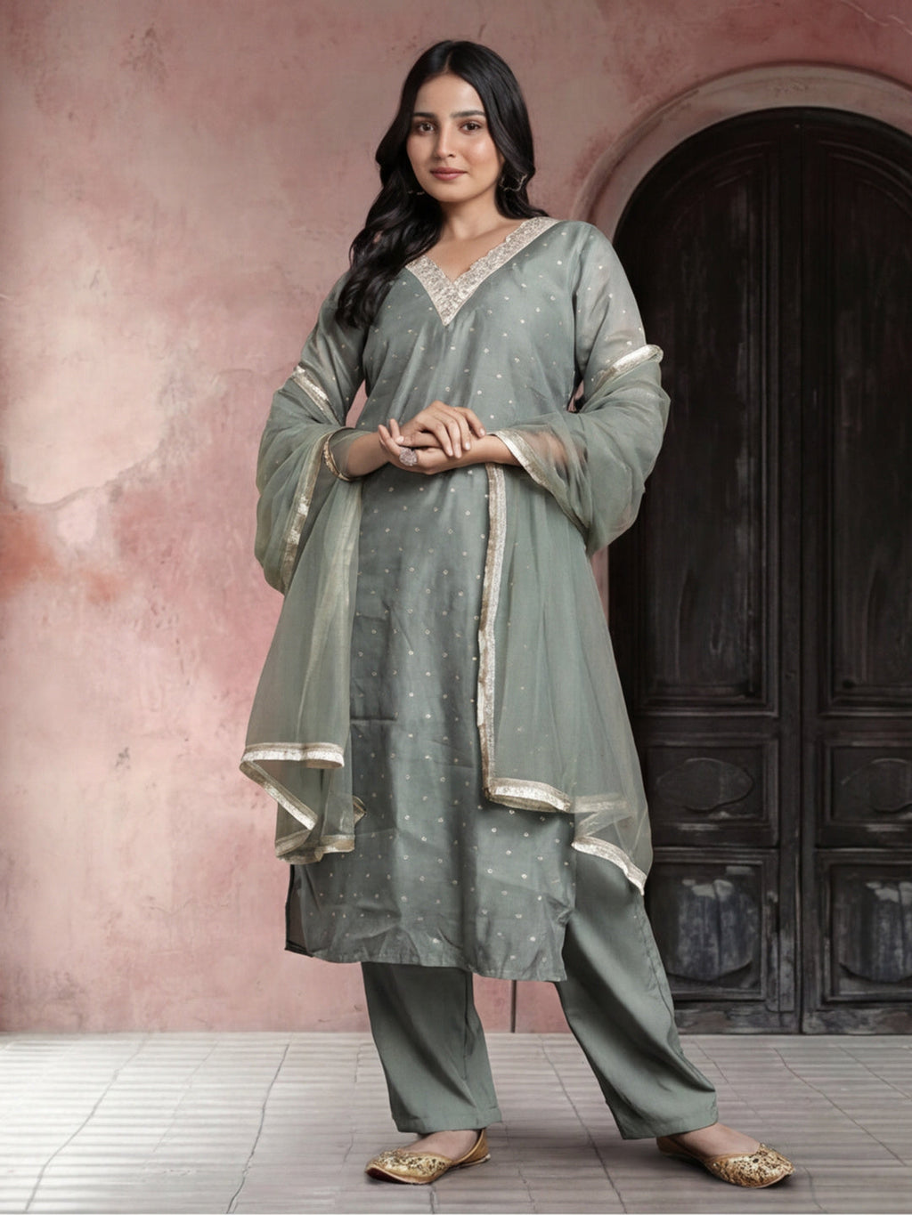 Kurta With Pant And Dupatta Set For Women